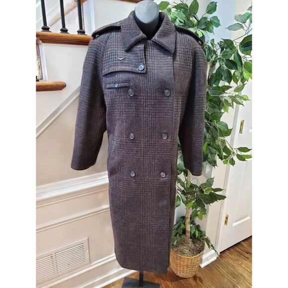 Harve' Benard Women's Gray 100% Wool Long Sleeve Buttons Front Trench Coat XL - Picture 1 of 11
